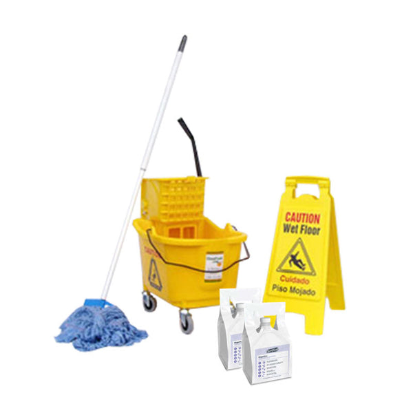 Commercial Restroom Cleaning Cart with Mop System