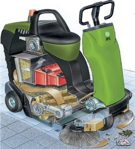 IPC Eagle 1050 Battery Powered Rider Warehouse Vacuum Sweeper - 42" Sweeping Path