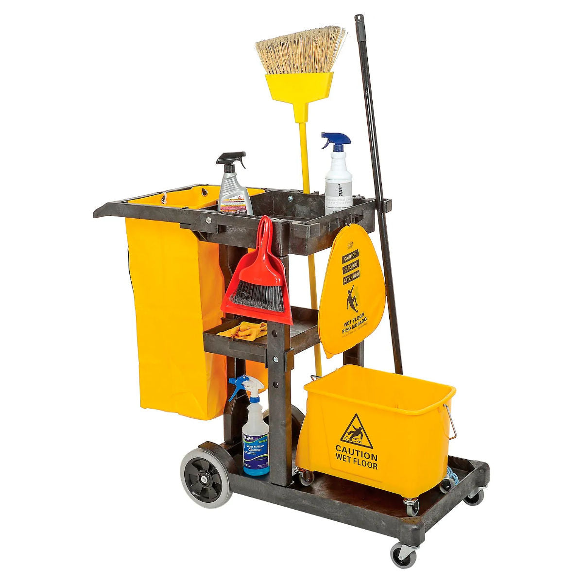 Commercial Restroom Cleaning Cart with Mop System — gallery image 3