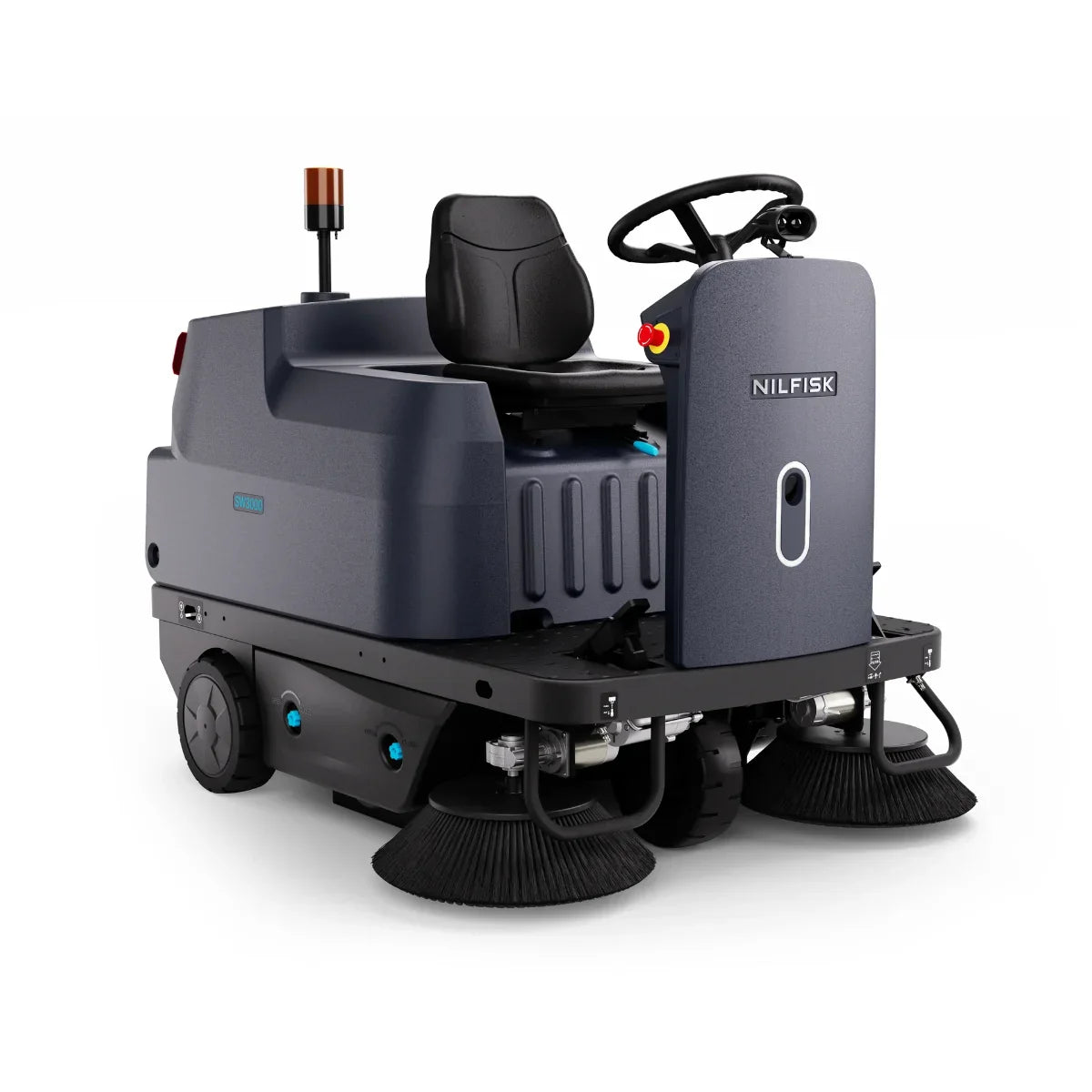 NilfiskÂ® SW3000â„¢ Ride-On Industrial Floor Sweeper w/ Li-Ion Batteries - 53" Sweeping Path