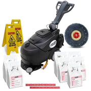 CleanFreak 17" Electric Auto Scrubber Floor Cleaning Package w/ Brush, Pads & Chemicals — gallery image 1