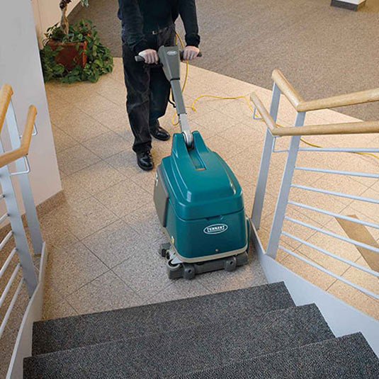 TennantÂ® T1 15â€ Walk Behind Micro Scrubber w/ Cylindrical Brush (Battery & Electric Options) - 3 Gallons