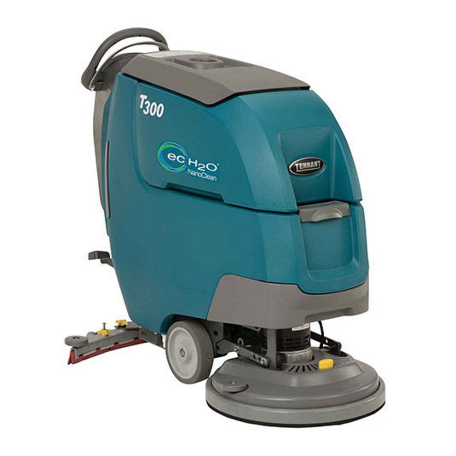 TennantÂ® T300e 20" Walk Behind Automatic Floor Scrubber w/ Pad Driver (Pad Assist & Traction Drive Options) - 11 Gallons