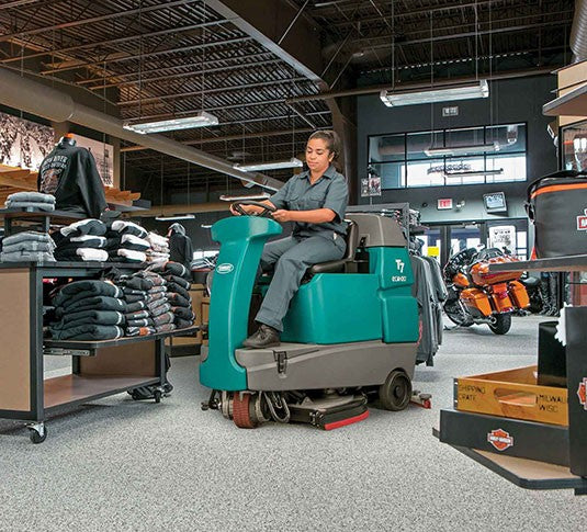 TennantÂ® T7 Ride-On Automatic Floor Scrubber w/ Conventional & ec-H2O NanoCleanÂ® Options â€“ 29 Gallons